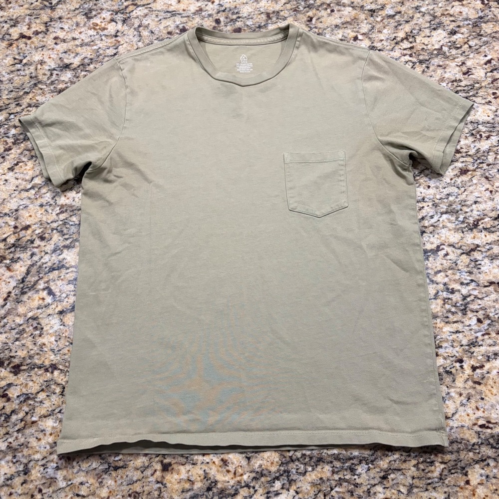 SKU Mens Organic Recycled Cotton Pocket T-Shirt Sage Green Made in USA Size M ws